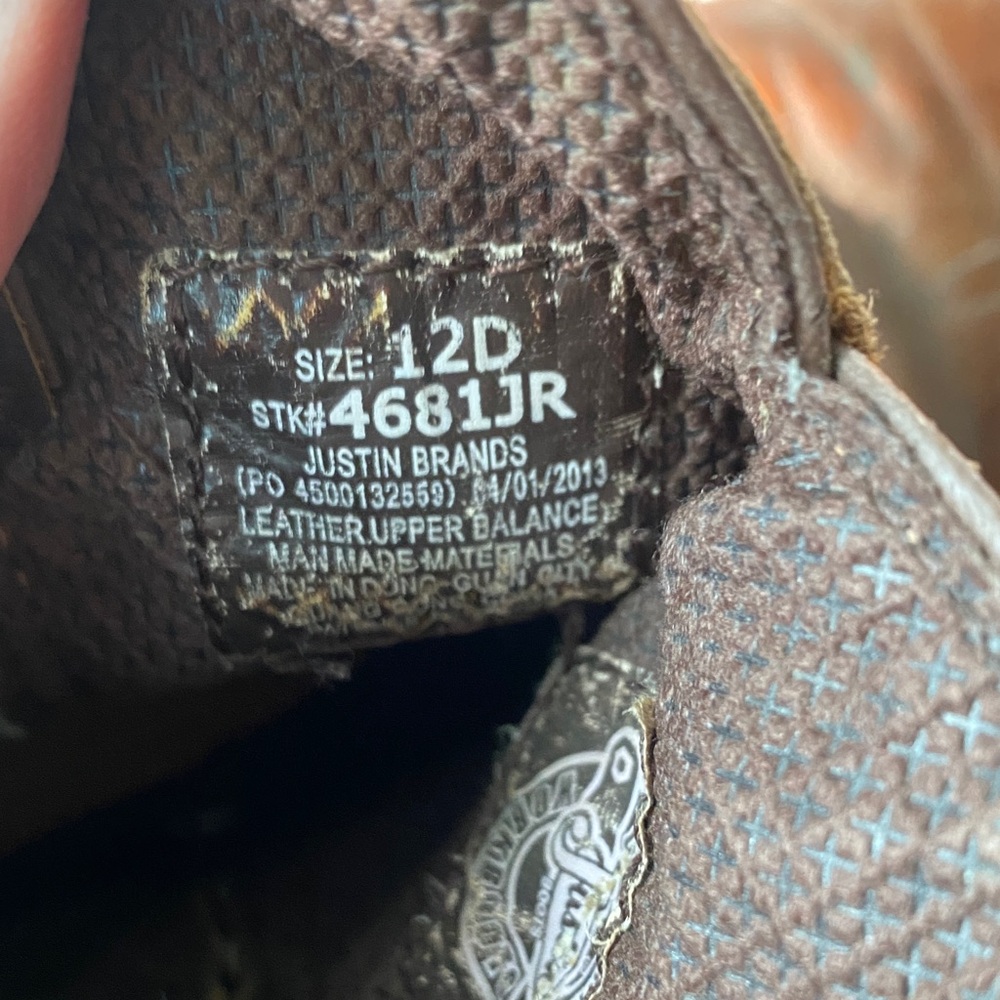 Justin Boots Kids Brown Leather Boots boys 12 D - Picture 6 of 8